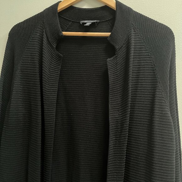 Eileen Fisher Women's Long Ribbed Black Open Front Cardigan Sweater Small - Picture 1 of 4